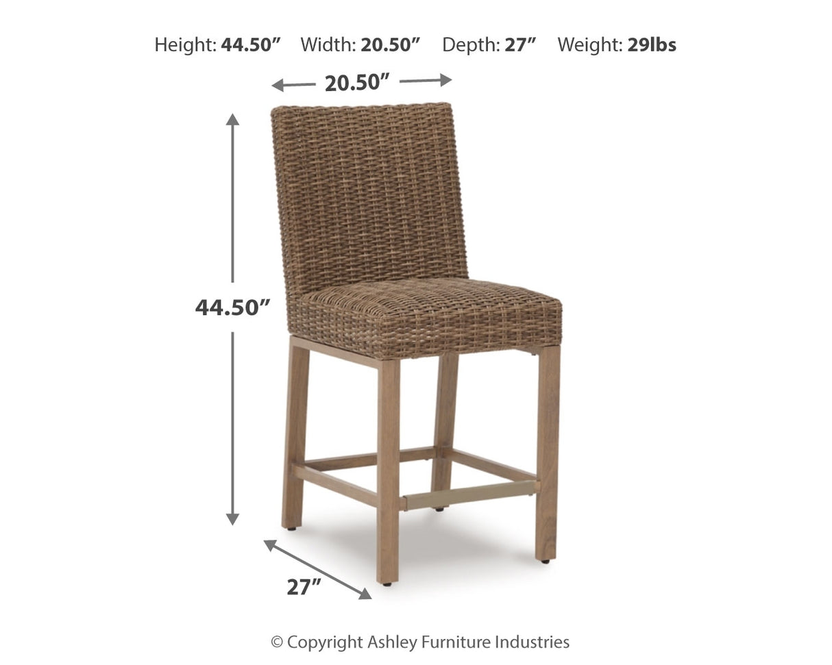 Walton Bridge Outdoor Bar Table and 4 Barstools in Driftwood from Ashley Furniture - Luna Furniture