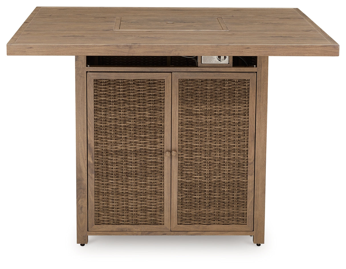 Walton Bridge Outdoor Bar Table and 4 Barstools in Driftwood from Ashley Furniture - Luna Furniture