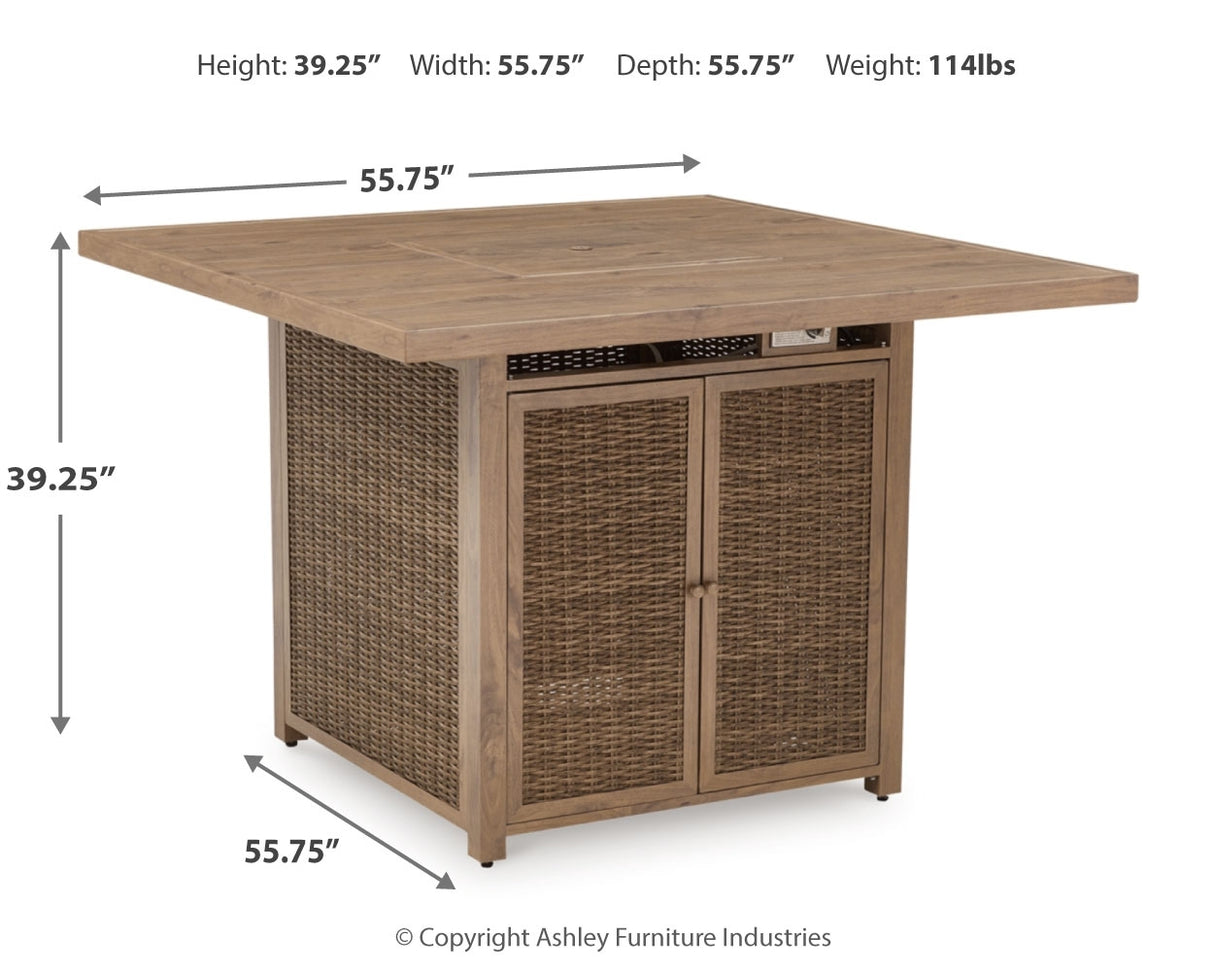 Walton Bridge Outdoor Bar Table and 4 Barstools in Driftwood from Ashley Furniture - Luna Furniture