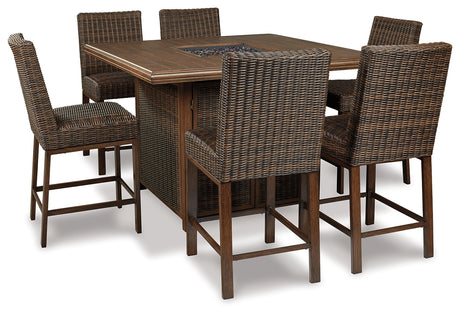 Paradise Trail Medium Brown Bar Table with Fire Pit from Ashley - Luna Furniture