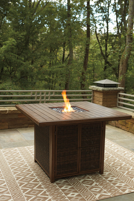 Paradise Trail Medium Brown Bar Table with Fire Pit from Ashley - Luna Furniture