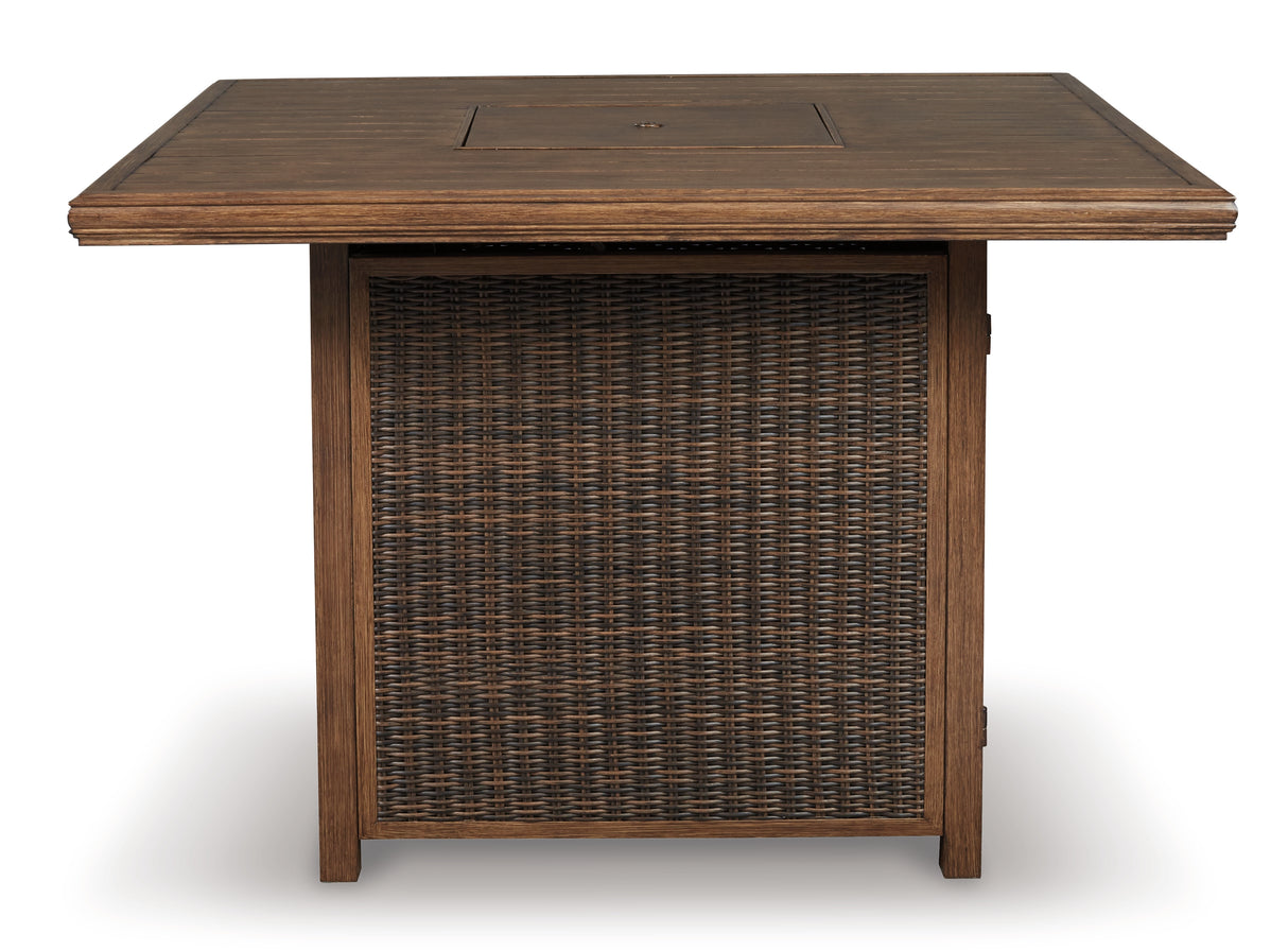 Paradise Trail Medium Brown Bar Table with Fire Pit from Ashley Furniture - Luna Furniture