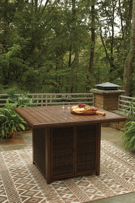 Paradise Trail Medium Brown Bar Table with Fire Pit from Ashley - Luna Furniture