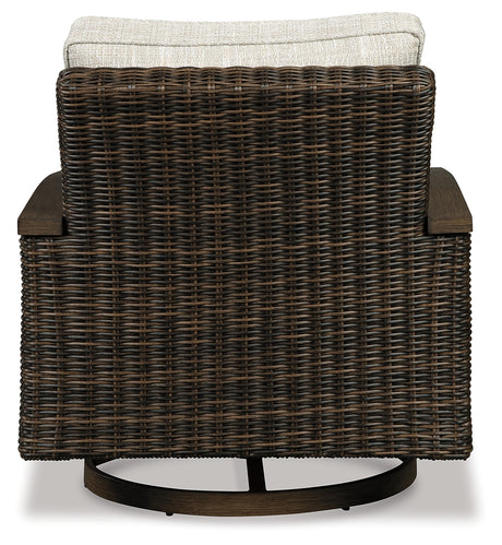 Paradise Trail Outdoor Loveseat and 2 Lounge Chairs with Fire Pit Table in Medium Brown from Ashley Furniture - Luna Furniture