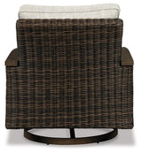 Paradise Trail Outdoor Loveseat and 2 Lounge Chairs with Fire Pit Table in Medium Brown from Ashley Furniture - Luna Furniture
