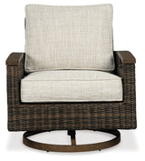 Paradise Trail Outdoor Loveseat and 2 Lounge Chairs with Fire Pit Table in Medium Brown from Ashley Furniture - Luna Furniture