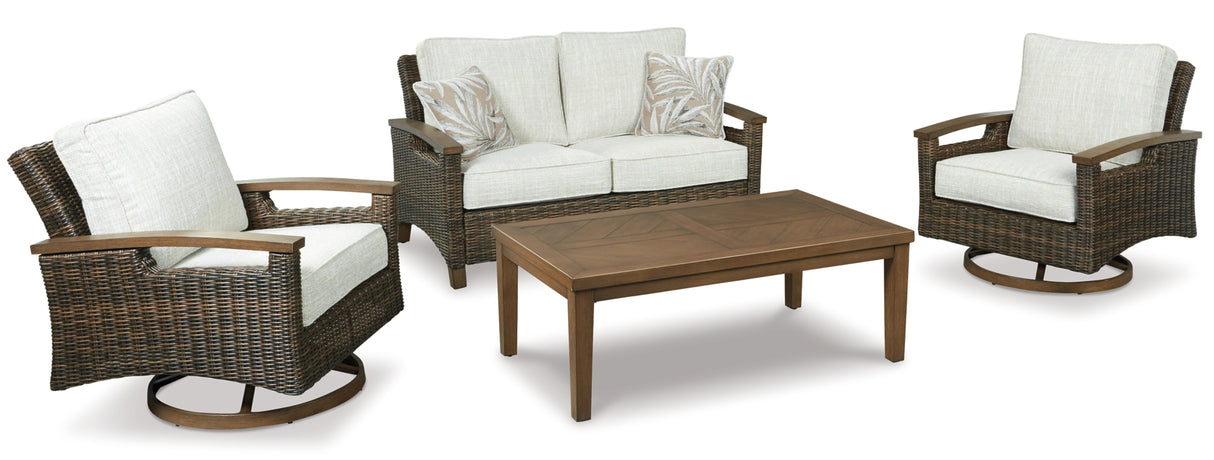 Paradise Trail Medium Brown Loveseat with Cushion from Ashley Furniture - Luna Furniture