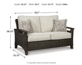 Paradise Trail Outdoor Sofa and Loveseat with Fire Pit Table in Medium Brown from Ashley Furniture - Luna Furniture