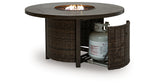 Monterey Point Dark Brown Outdoor Fire Pit Table from Ashley Furniture - Luna Furniture