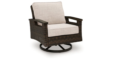 Monterey Point Dark Brown Outdoor Swivel Lounge Chair (Set of 2) from Ashley Furniture - Luna Furniture