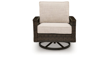 Monterey Point Dark Brown Outdoor Swivel Lounge Chair (Set of 2) from Ashley Furniture - Luna Furniture