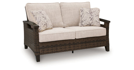 Monterey Point Outdoor Sofa and Loveseat in Dark Brown from Ashley Furniture - Luna Furniture