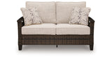 Monterey Point Outdoor Sofa and Loveseat with Coffee Table in Dark Brown from Ashley Furniture - Luna Furniture