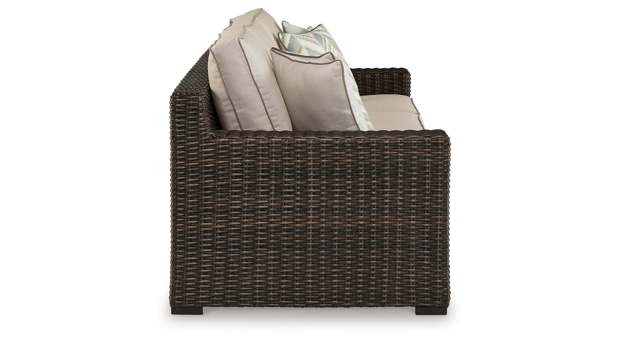 Coastline Bay Brown Outdoor Sofa with Cushion from Ashley - Luna Furniture
