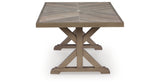 Laguna Heights Outdoor Dining Table and 4 Chairs and Bench in Beige from Ashley Furniture - Luna Furniture