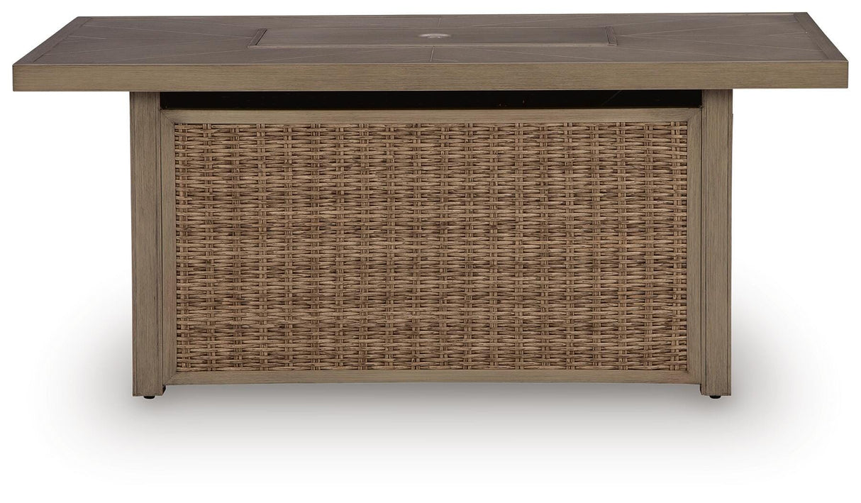 Laguna Heights Beige Outdoor Fire Pit Table from Ashley Furniture - Luna Furniture