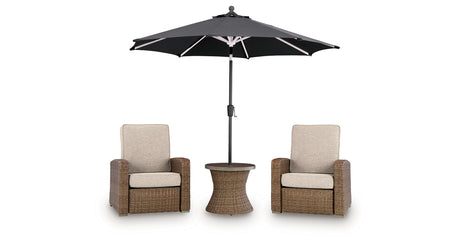 Laguna Heights Beige 2 Outdoor Chairs and End Table from Ashley Furniture - Luna Furniture