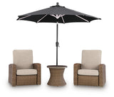 Laguna Heights Beige 2 Outdoor Chairs and End Table from Ashley Furniture - Luna Furniture