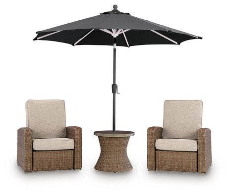 Laguna Heights Beige 2 Outdoor Chairs and End Table from Ashley Furniture - Luna Furniture