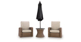 Laguna Heights Beige 2 Outdoor Chairs and End Table from Ashley Furniture - Luna Furniture