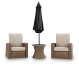 Laguna Heights Beige 2 Outdoor Chairs and End Table from Ashley Furniture - Luna Furniture