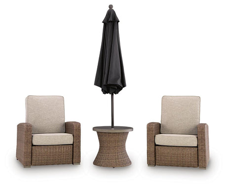 Laguna Heights Beige 2 Outdoor Chairs and End Table from Ashley Furniture - Luna Furniture