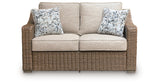 Laguna Heights Outdoor Sofa and Loveseat with Lounge Chair in Beige from Ashley Furniture - Luna Furniture