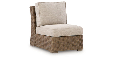 Laguna Heights Beige Outdoor Armless Chair with Cushion from Ashley - Luna Furniture
