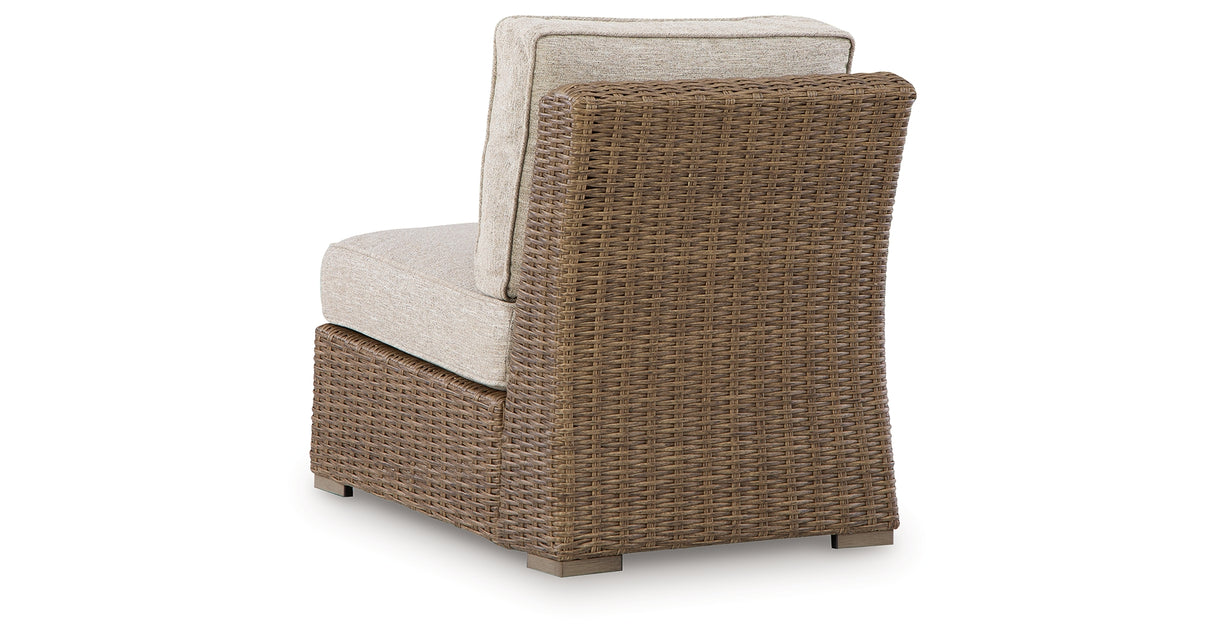 Laguna Heights Beige Outdoor Armless Chair with Cushion from Ashley Furniture - Luna Furniture