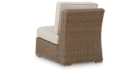 Laguna Heights Beige Outdoor Armless Chair with Cushion from Ashley - Luna Furniture