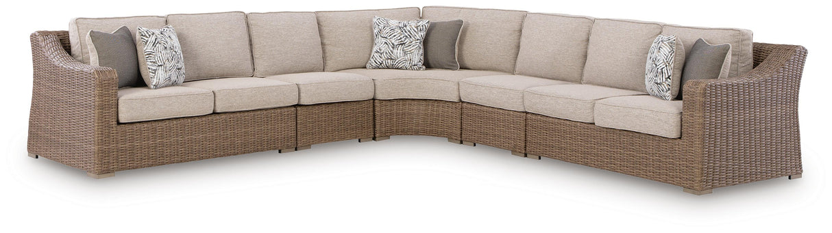 Laguna Heights Beige 5-Piece Outdoor Sectional from Ashley Furniture - Luna Furniture