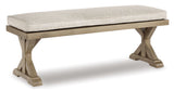 Beachcroft Beige Outdoor Dining Table with 4 Chairs and Bench from Ashley Furniture - Luna Furniture