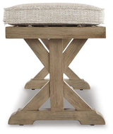 Beachcroft Beige 4-Piece Outdoor Sectional, 2 Arm Chairs, Lounge Chair and Bench from Ashley - Luna Furniture