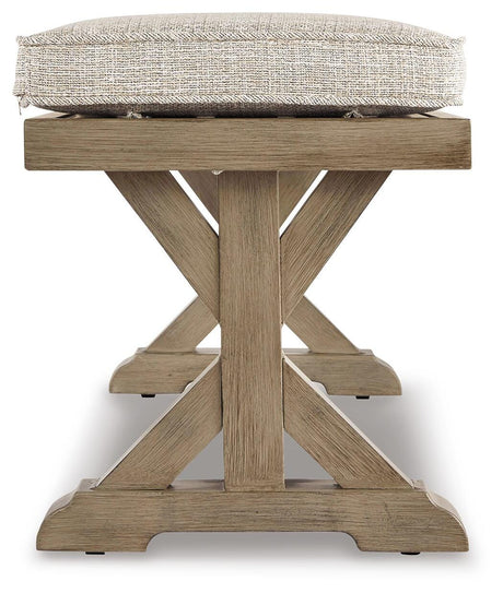 Beachcroft Beige 4-Piece Outdoor Sectional, 2 Arm Chairs, Lounge Chair and Bench from Ashley - Luna Furniture