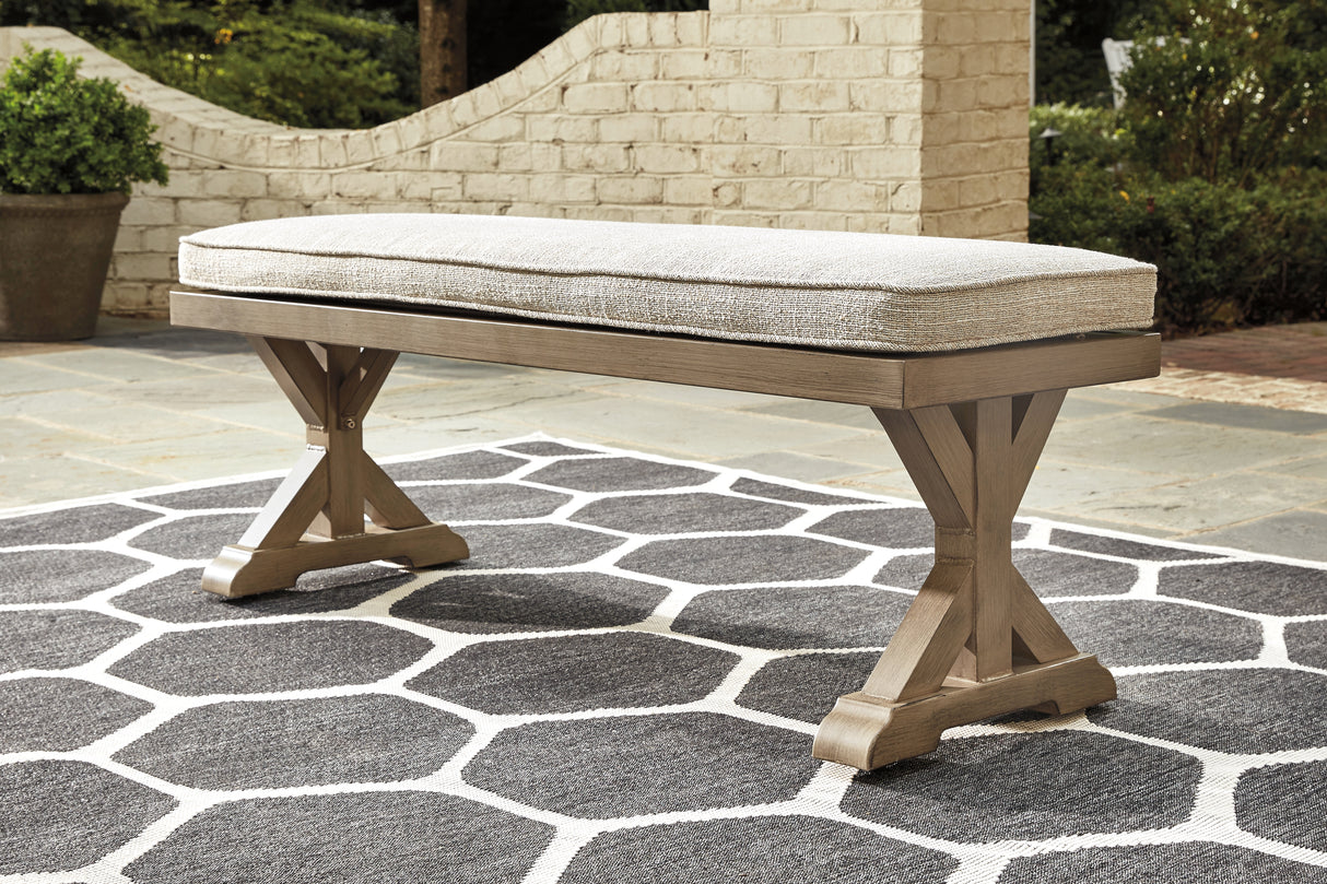 Beachcroft Outdoor Dining Table and 2 Chairs and 2 Benches in Beige from Ashley Furniture - Luna Furniture