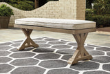 Beachcroft Outdoor Dining Table and 2 Chairs and 2 Benches in Beige from Ashley Furniture - Luna Furniture