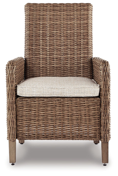 Beachcroft Beige 4-Piece Outdoor Sectional, 2 Arm Chairs, Lounge Chair and Bench from Ashley Furniture - Luna Furniture