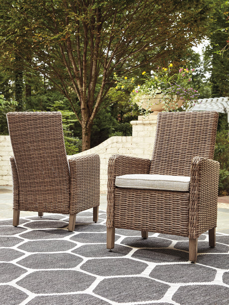 Beachcroft Beige Outdoor Arm Chair with Cushion (Set of 2) from Ashley - Luna Furniture