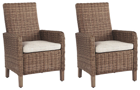 Beachcroft Beige Outdoor Arm Chair with Cushion (Set of 2) from Ashley - Luna Furniture