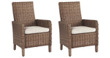 Beachcroft Beige Outdoor Arm Chair with Cushion (Set of 2) from Ashley - Luna Furniture