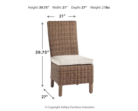 Beachcroft Beige Outdoor Side Chair with Cushion (Set of 2) from Ashley - Luna Furniture