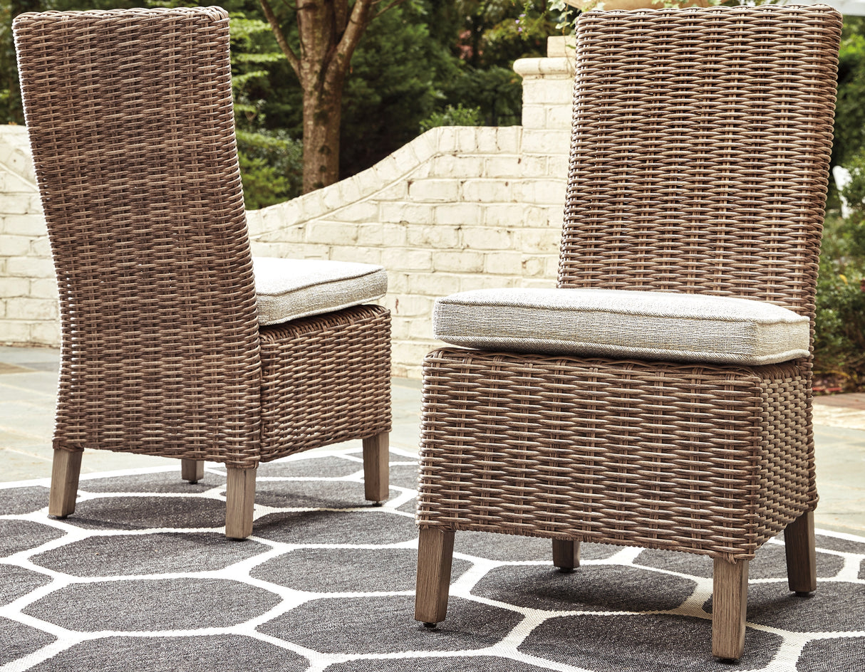 Beachcroft Beige Outdoor Side Chair with Cushion (Set of 2) from Ashley - Luna Furniture