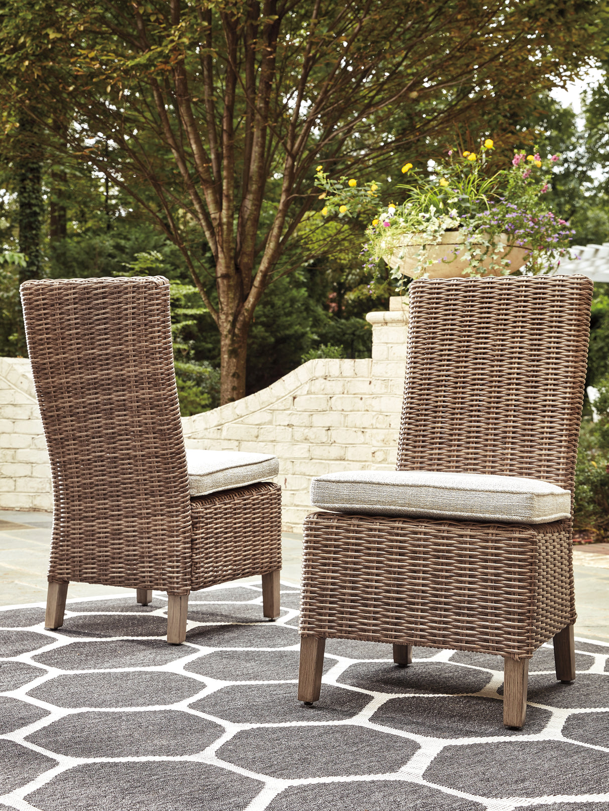 Beachcroft Outdoor Dining Table and 2 Chairs and 2 Benches in Beige from Ashley Furniture - Luna Furniture