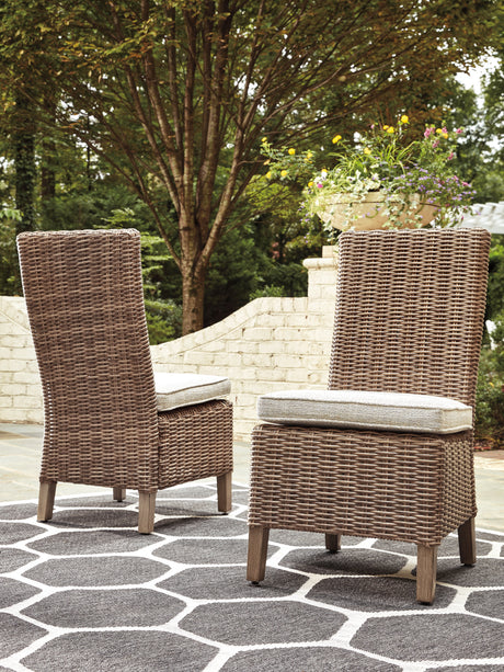 Beachcroft Beige Outdoor Dining Table with 4 Chairs and Bench from Ashley Furniture - Luna Furniture