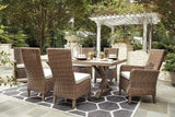 Beachcroft Beige Outdoor Dining Table with 6 Chairs from Ashley Furniture - Luna Furniture