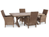Beachcroft Outdoor Dining Table and 4 Chairs in Beige from Ashley Furniture - Luna Furniture