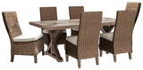 Beachcroft Beige Outdoor Dining Table with 6 Chairs from Ashley Furniture - Luna Furniture