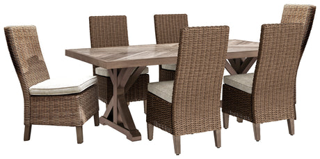 Beachcroft Beige Outdoor Dining Table with 6 Chairs from Ashley Furniture - Luna Furniture