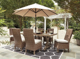 Beachcroft Beige Outdoor Dining Table with 6 Chairs from Ashley Furniture - Luna Furniture