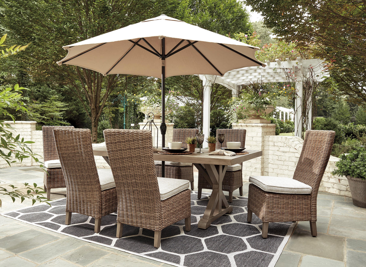 Beachcroft Beige Outdoor Dining Table with 6 Chairs from Ashley Furniture - Luna Furniture